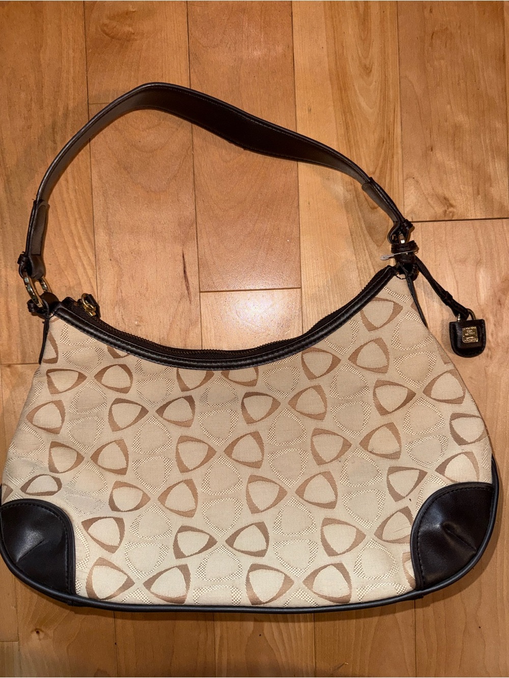 Liz Claiborne Beige and Brown Shoulder Tote Bag